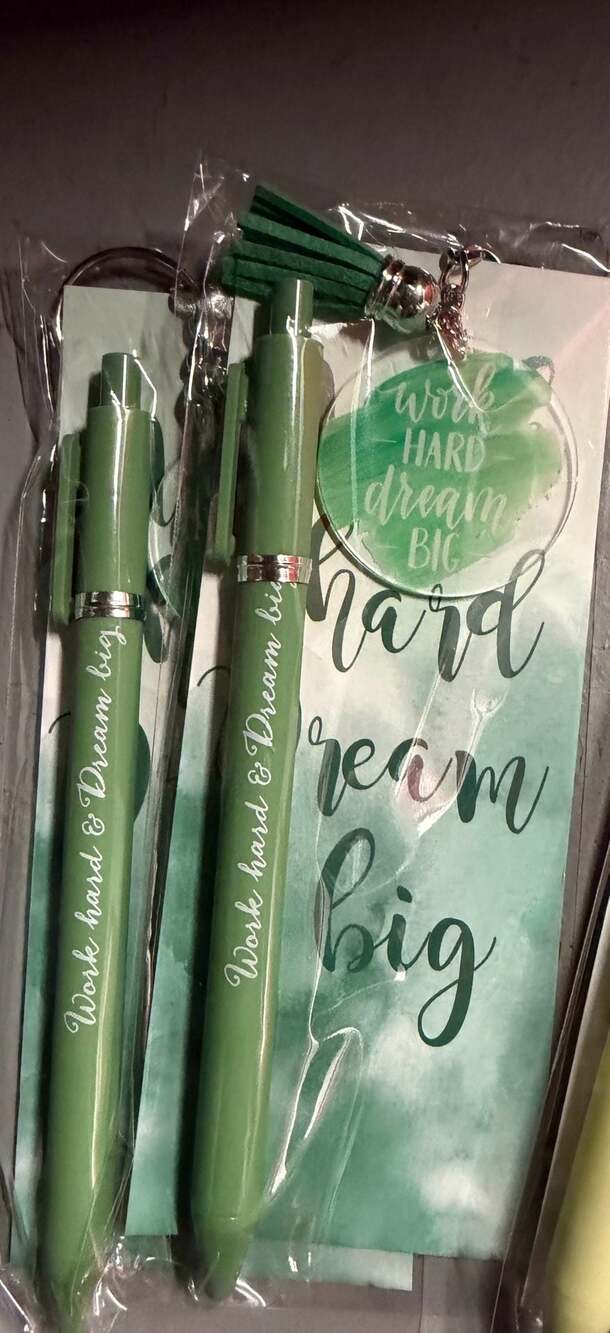 Motivational Pen and Keychain Set with Bookmark